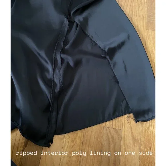 VINTAGE 90s Slip Midi Dress Black 100% Silk  | Size XS - Picture 7 of 9